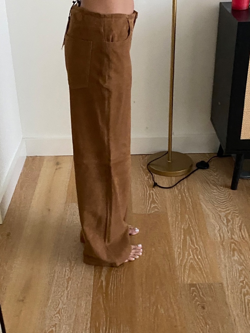 NWT La Ligne Jenny Suede Tan Wide-Leg Pants - XS - Picture 5 of 9